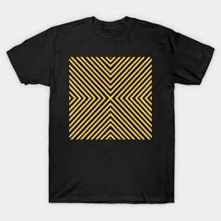 HIGHLY Visible Yellow and Black Line Kaleidoscope pattern (Seamless) 14 T-Shirt